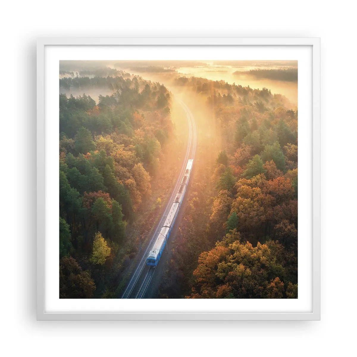 Poster in een witte lijst - Herfst reis - 60x60 cm