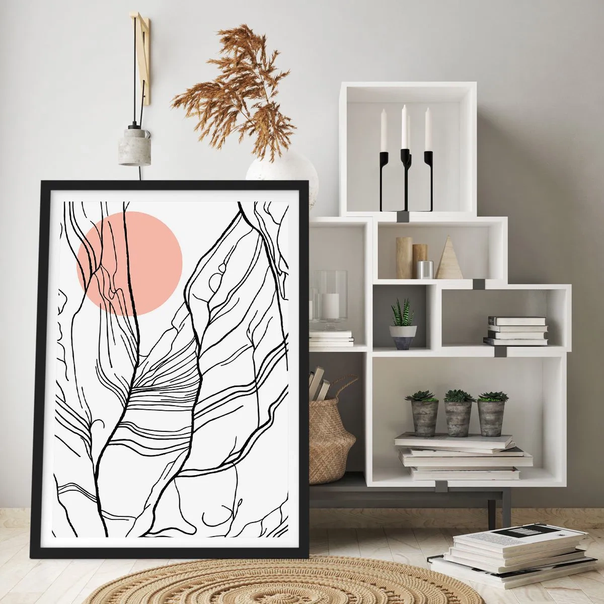 Poster in een zwarte lijst - In een web van twijgen - 30x40 cm