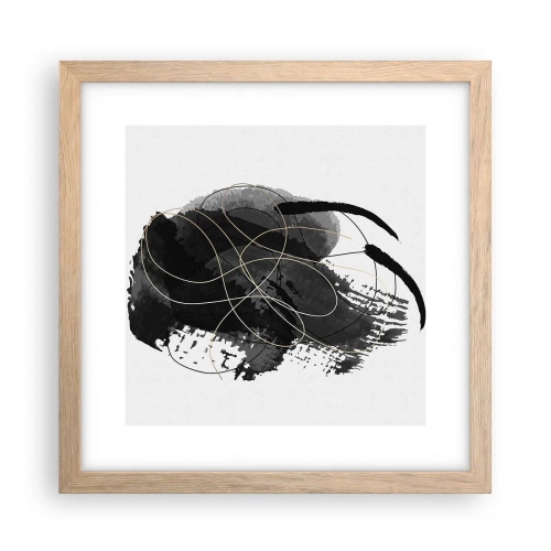 Een poster in een licht eiken lijst - Gemaakt uit zwart - 30x30 cm
