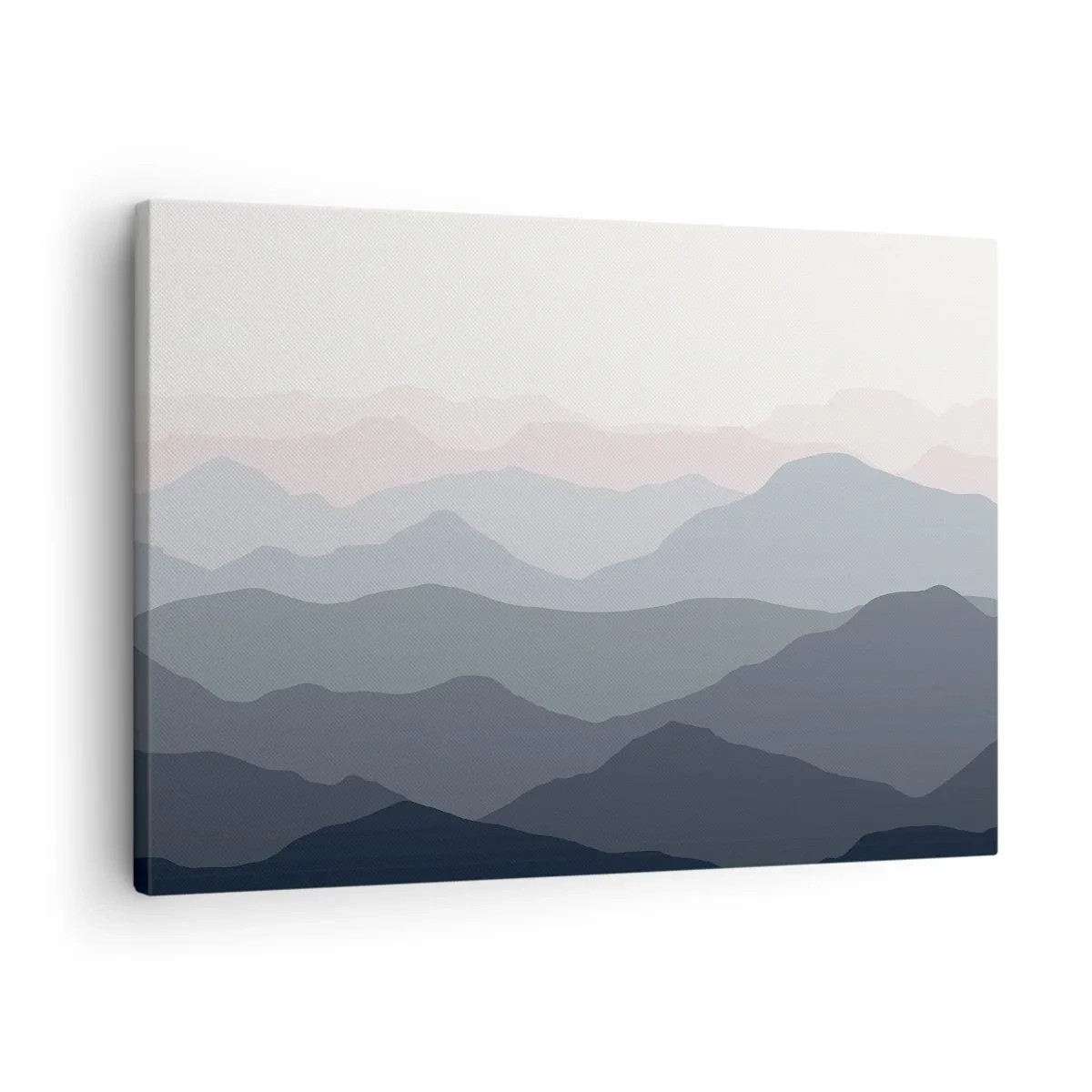 Schilderen op canvas - Subtiele berglagen in tinten grijs en blauw - 70x50cm - Golven van de bergen - Moderne wanddecoratie voor woonkamer en slaapkamer ARTTOR