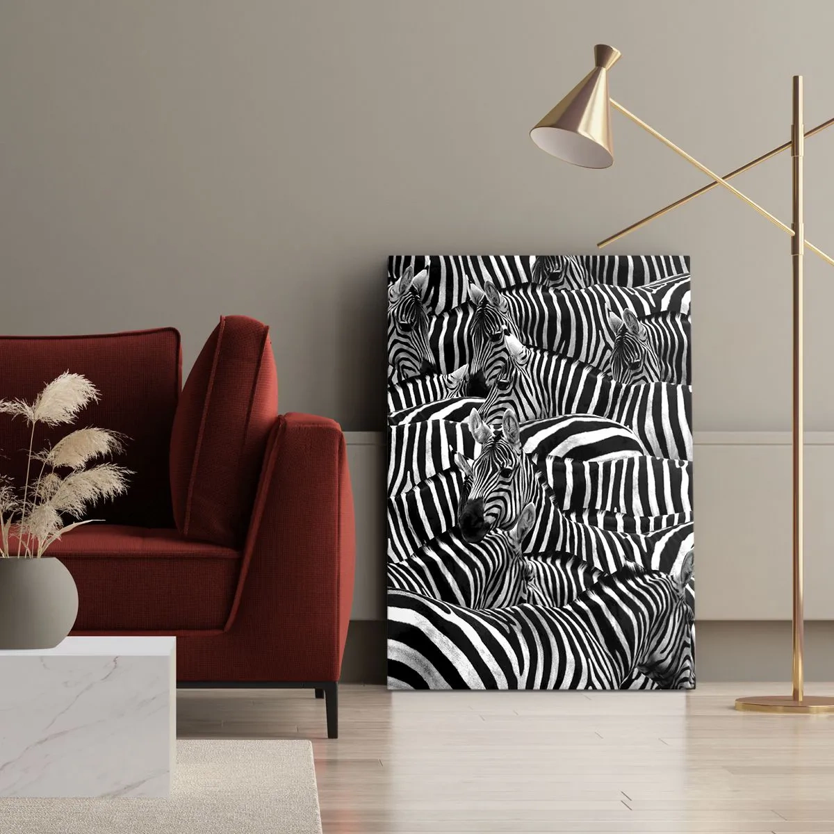 Schilderen op canvas - Groepsportret met strepen - 55x100 cm