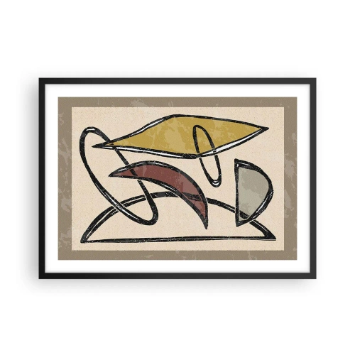 Poster in een zwarte lijst - Verticale en horizontale lijnen - 70x50 cm