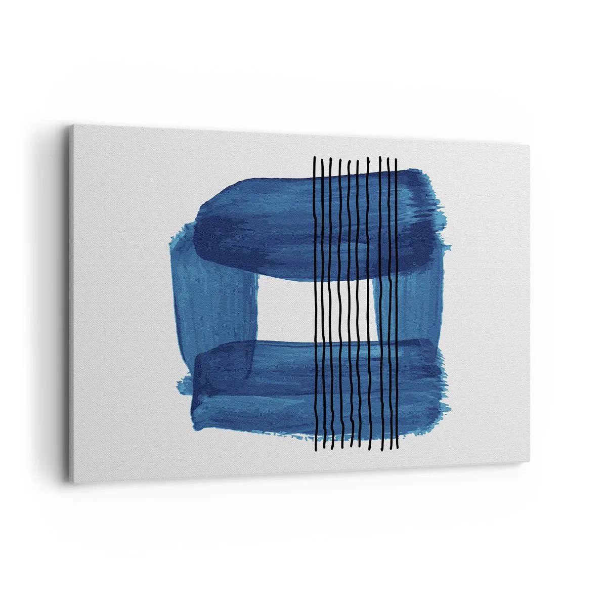 Schilderen op canvas - Blauwe en zwarte compositie - 100x70 cm