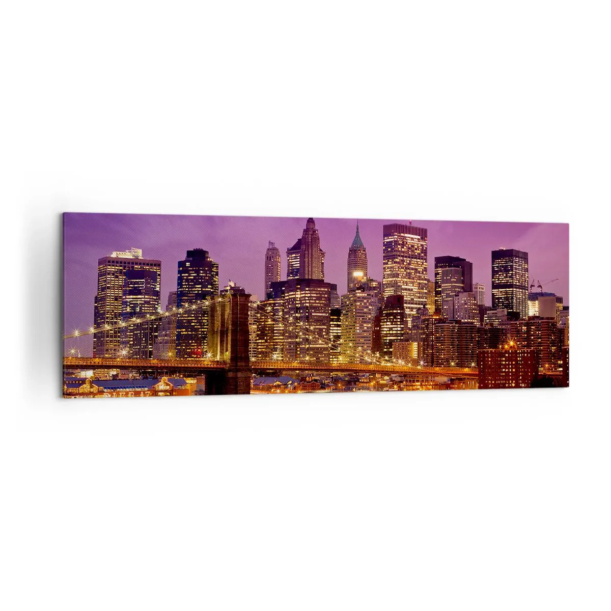 Schilderen op canvas - Violet-goud Manhattan - 160x50 cm