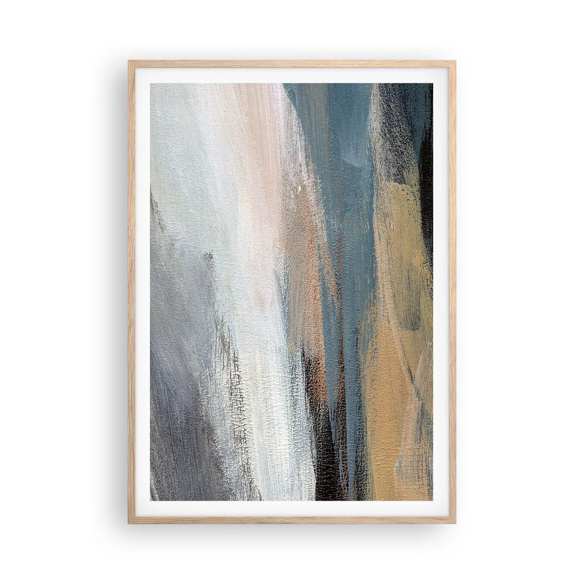 Een poster in een licht eiken lijst - Abstractie: noordelijk landschap - 70x100 cm