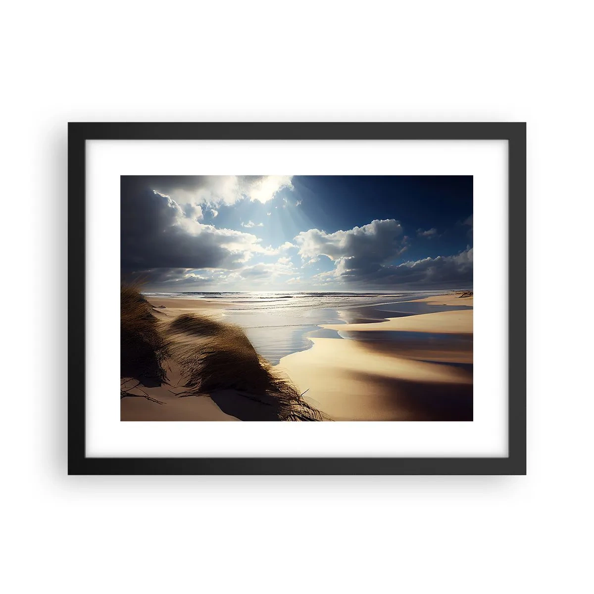 Poster in een zwarte lijst - Strand, wild strand - 40x30 cm