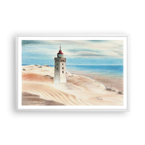 Poster in een witte lijst - Altijd staren naar de zee - 91x61 cm