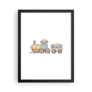 Poster in een zwarte lijst - Hij staat op het station... - 30x40 cm