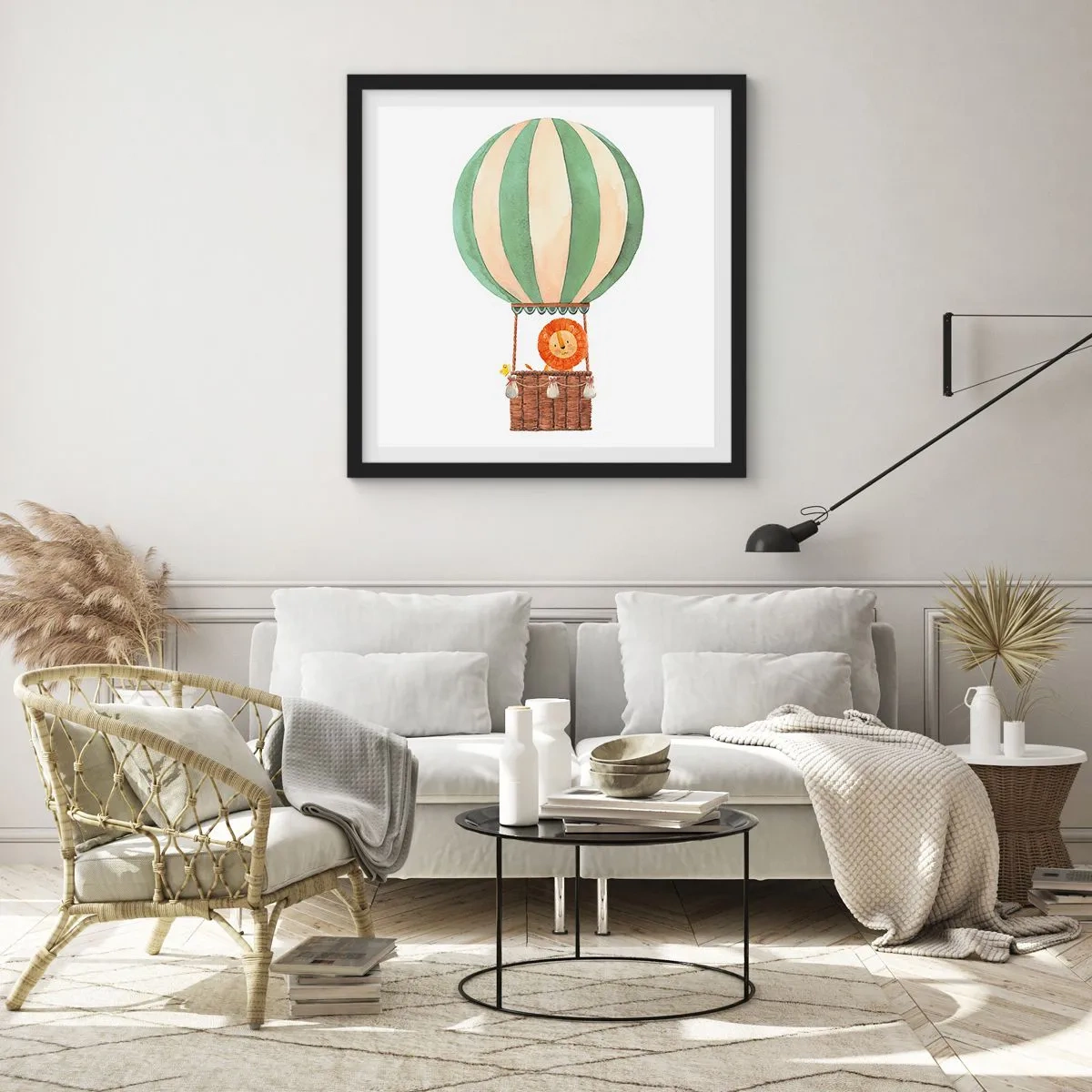 Poster in een zwarte lijst - Leons reizen - 60x60 cm