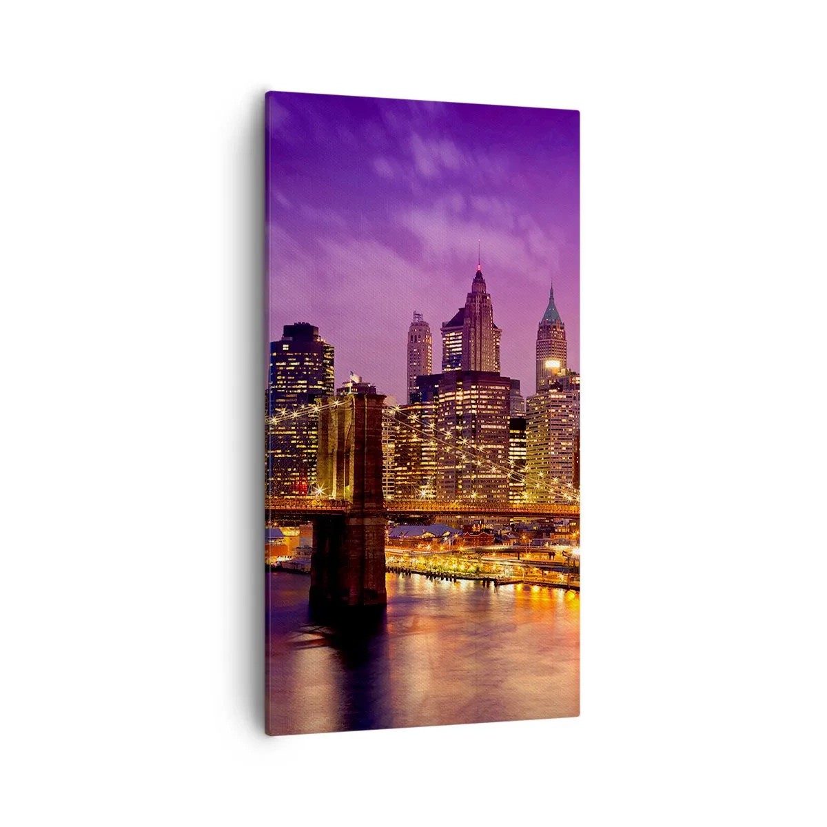 Schilderen op canvas - Violet-goud Manhattan - 55x100 cm