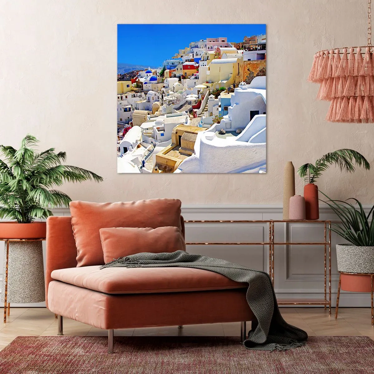 Schilderen op canvas - De droom van een Griekse zomer - 70x70 cm