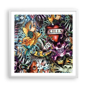 Poster in een witte lijst - De droom van de tatoeëerder - 60x60 cm