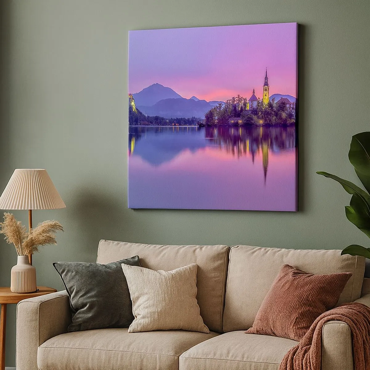 Schilderen op canvas - Een sprookjesachtig eiland in de schemering - 30x30 cm