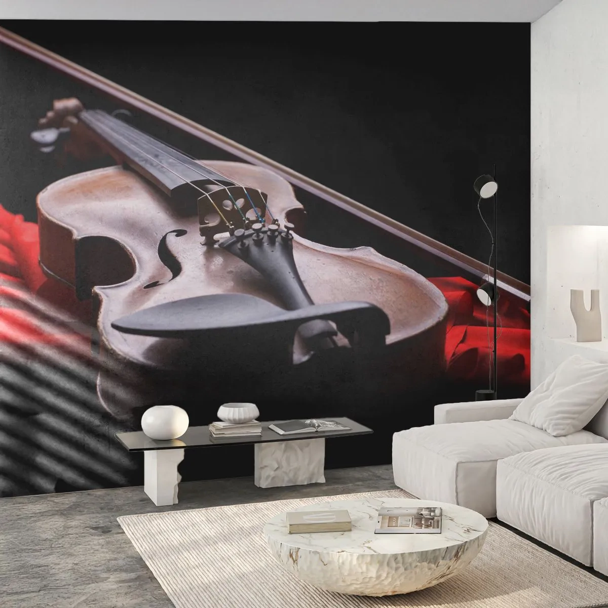 Fotobehang Premium Canvas - Muziek van gevoelens - Muziek, Viool, Een muziekinstrument - 300x210 cm