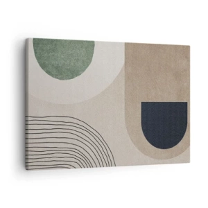Schilderen op canvas - Geometrische vormen in tinten beige en groen - 70x50cm - De zachtheid van het ovaal - Moderne wanddecoratie voor woonkamer en slaapkamer ARTTOR