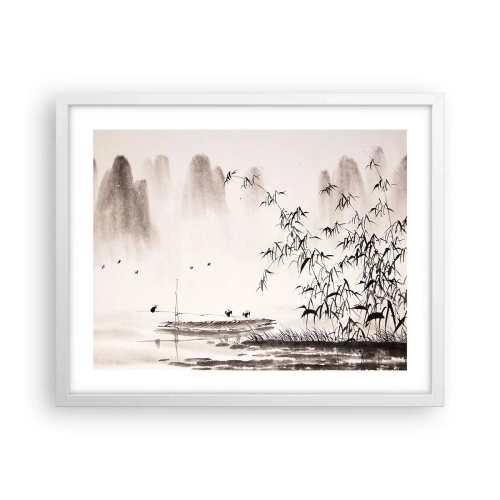 Poster in een witte lijst - De stilte van de rijstvelden - 50x40 cm