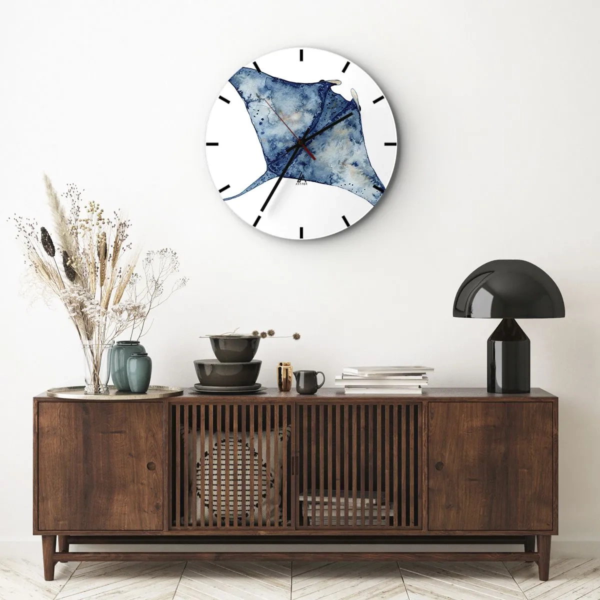 Wandklok - Klok - Leven in blauw - 40x40 cm