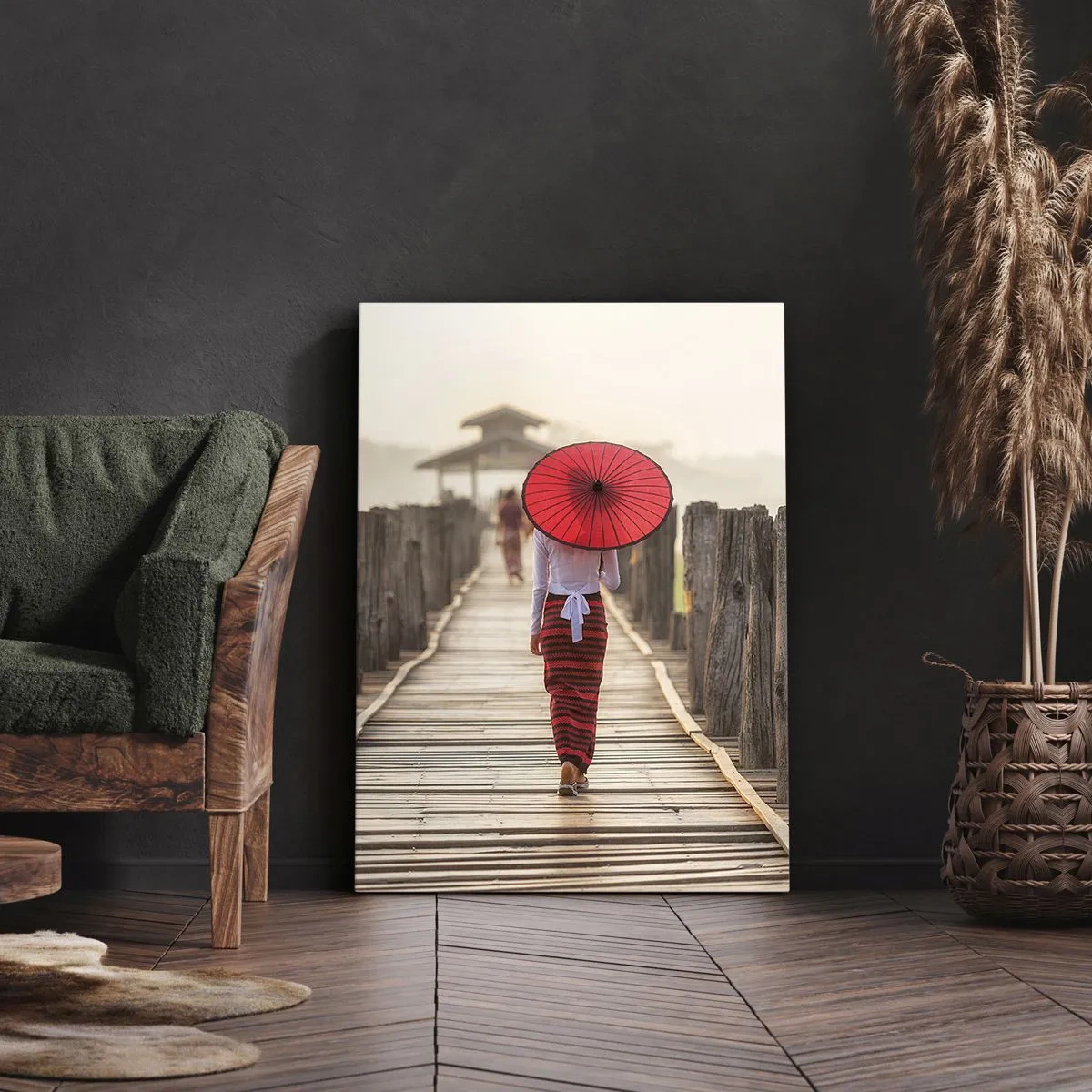Schilderen op canvas - Op de oude brug - 55x100 cm