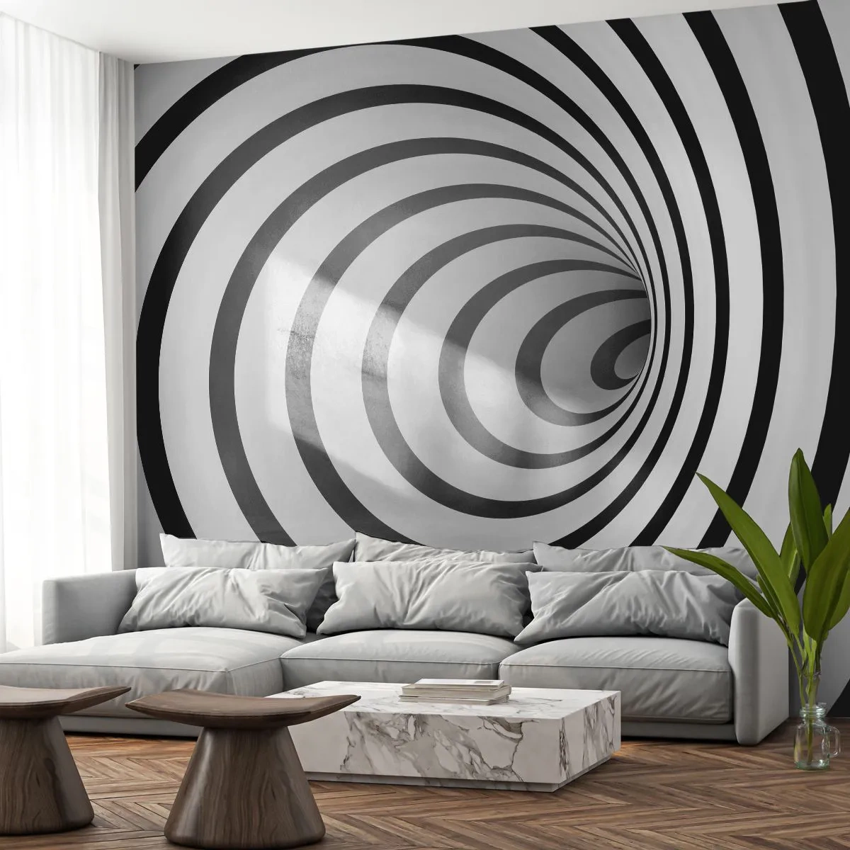 Zelfklevend Fotobehang Deluxe Sticker - Kun jij er ook niet tegen? - Abstractie, 3D, Draaikolk - 250x175 cm