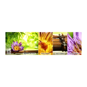 Fotobehang Monster Zelfklevend Deluxe Sticker - In de Aziatische zon - Bloem, lotusbloem, Bamboe - 100x30 cm