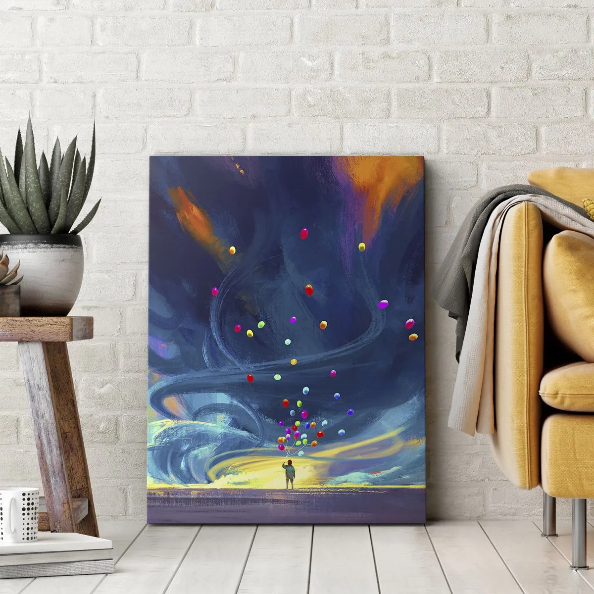 Schilderen op canvas - Naar de blauwe wind - 65x120 cm