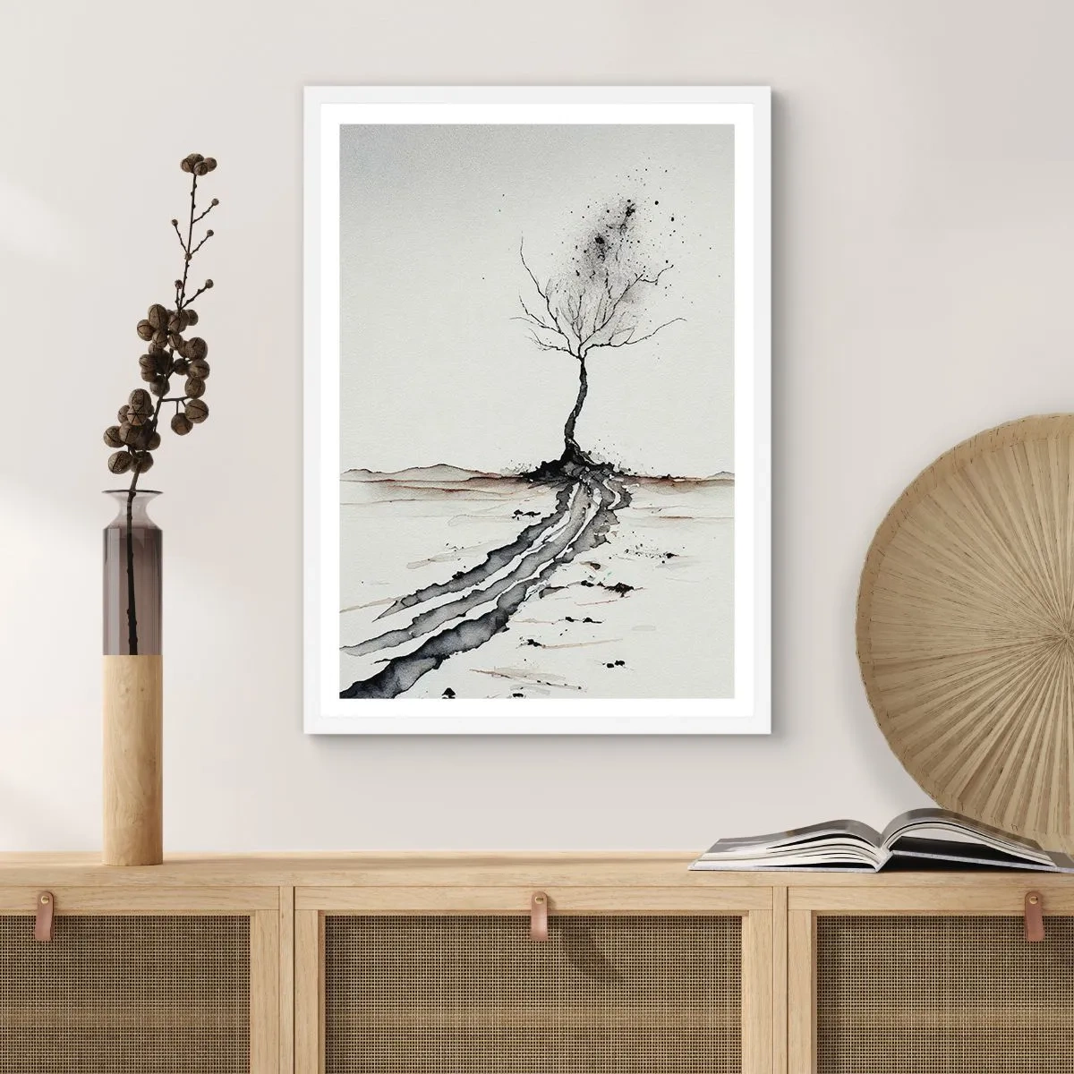 Poster in een witte lijst - Winterse melancholie - 61x91 cm