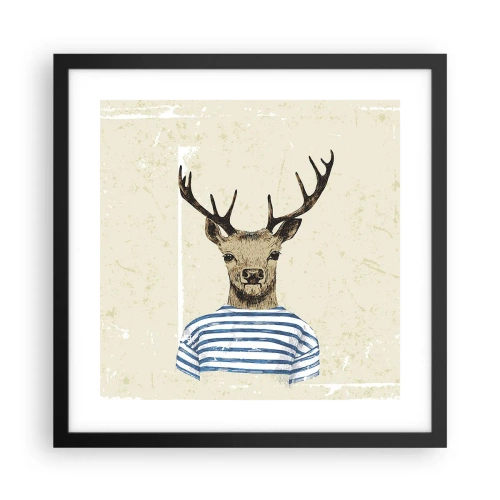 Poster in een zwarte lijst - Omdat ik van gestreepte t-shirts hou! - 40x40 cm