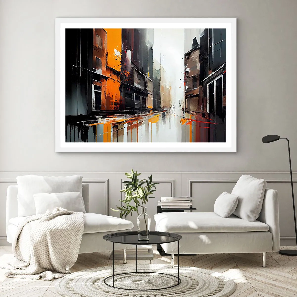 Poster in een witte lijst - Regenachtige dag - 50x40 cm