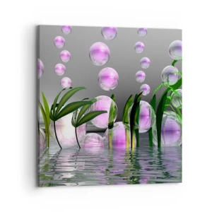 Schilderen op canvas - Een reflecterende compositie van lichtheid en leven - 70x70 cm