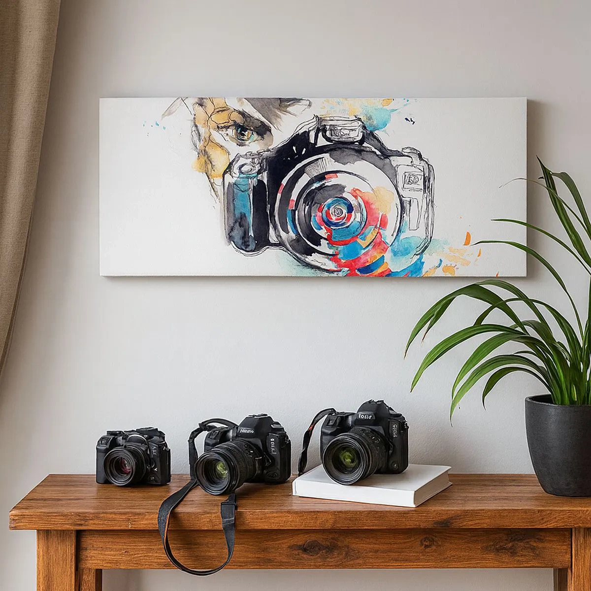 Schilderen op canvas - In het oog van de lens - 100x40 cm