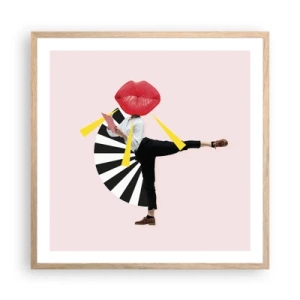 Een poster in een licht eiken lijst - Surrealistische pop-art - 60x60 cm