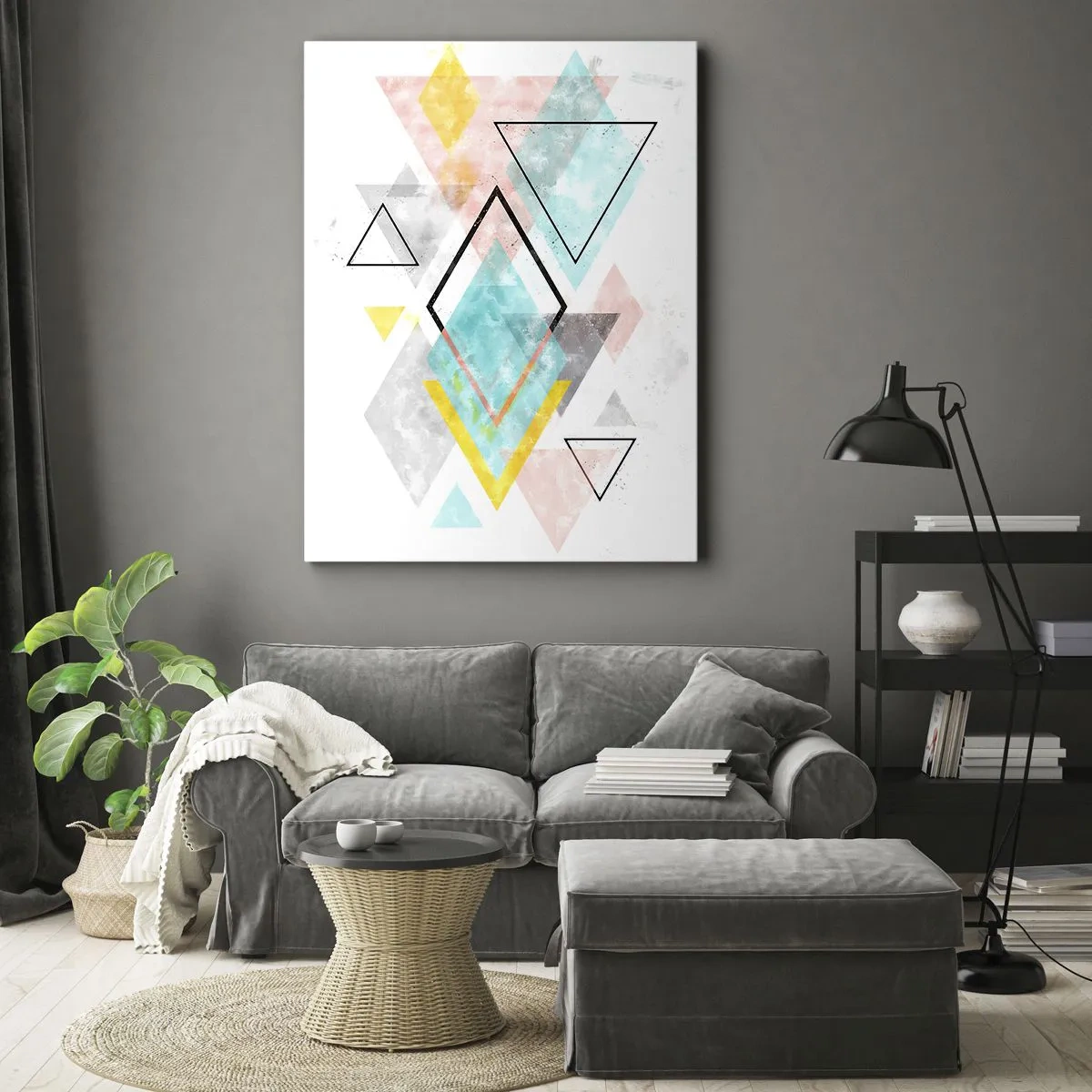 Schilderen op canvas - Geometrisch spel - 55x100 cm