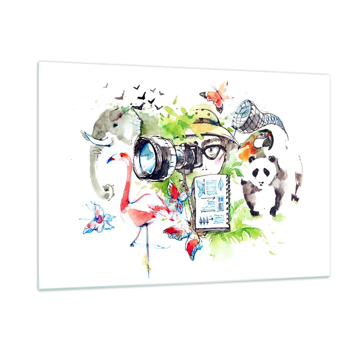 Schilderen op glas - In de lens van een reiziger - 120x80 cm