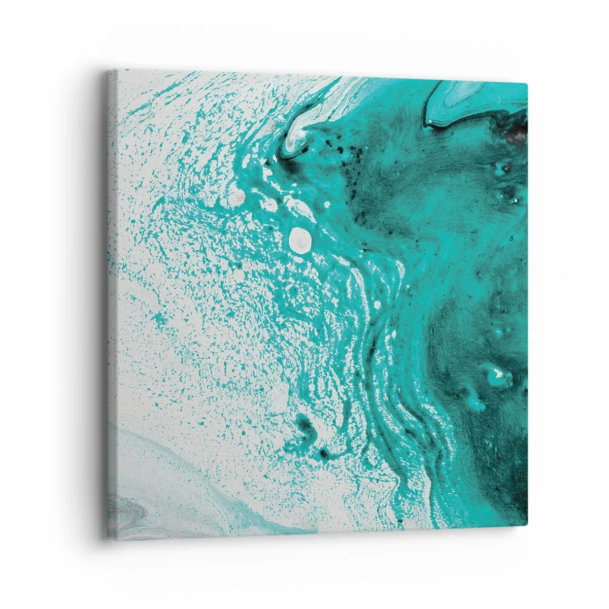 Schilderen op canvas - Versmelten in wit en turkoois - 30x30 cm