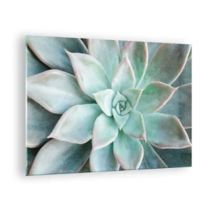 Schilderen op glas - Droge, sappige bladeren met een delicate, grijsgroene tint - 70x50cm - Het hart van de woestijn - Moderne wanddecoratie voor woonkamer en slaapkamer ARTTOR