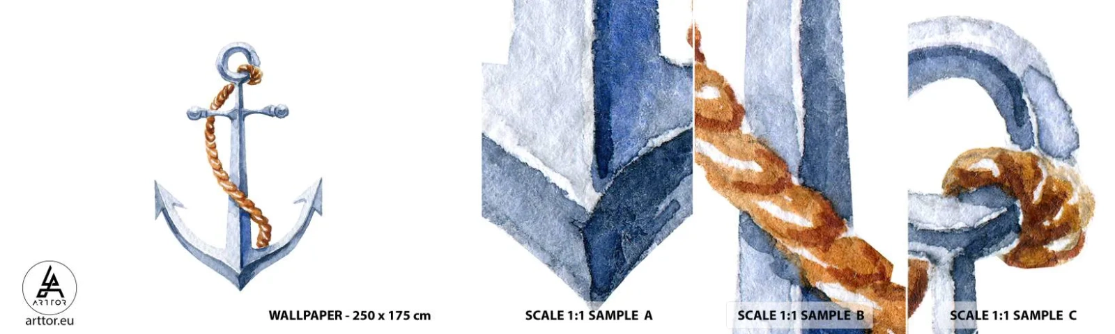 Fotobehang Monster Zelfklevend Deluxe Sticker - Ahoi avontuur! - Anker, Hobby, het zeilen - 100x30 cm