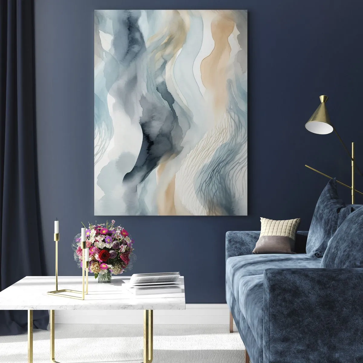 Schilderen op glas - Besneeuwde en mistige abstractie - 50x70 cm