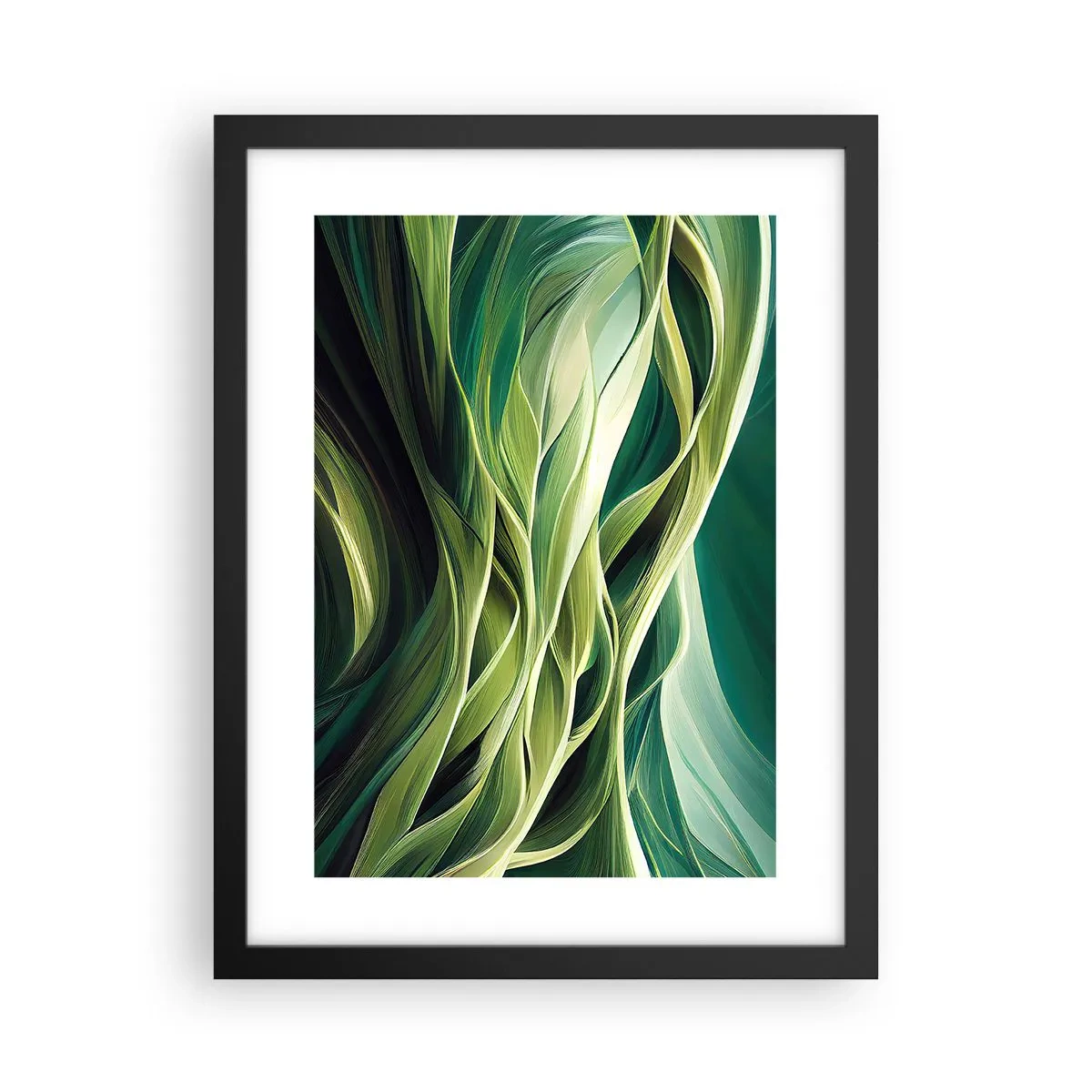 Poster in een zwarte lijst - Abstract groen spel - 30x40 cm