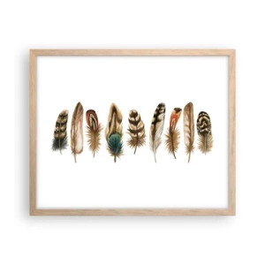 Een poster in een licht eiken lijst - Een gevederde variatie - 50x40 cm