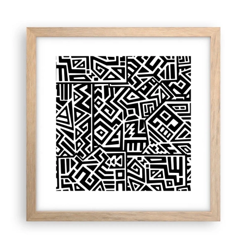 Een poster in een licht eiken lijst - Pre-Columbiaanse compositie - 30x30 cm