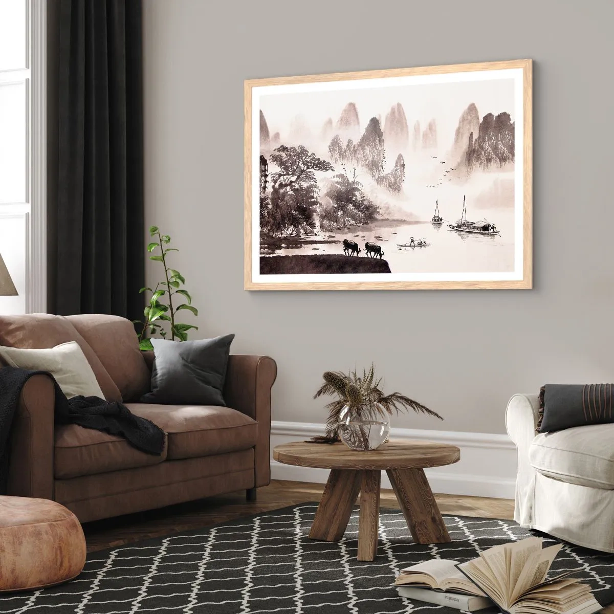 Een poster in een licht eiken lijst - Het exotische alledaagse leven van het Oosten - 100x70 cm