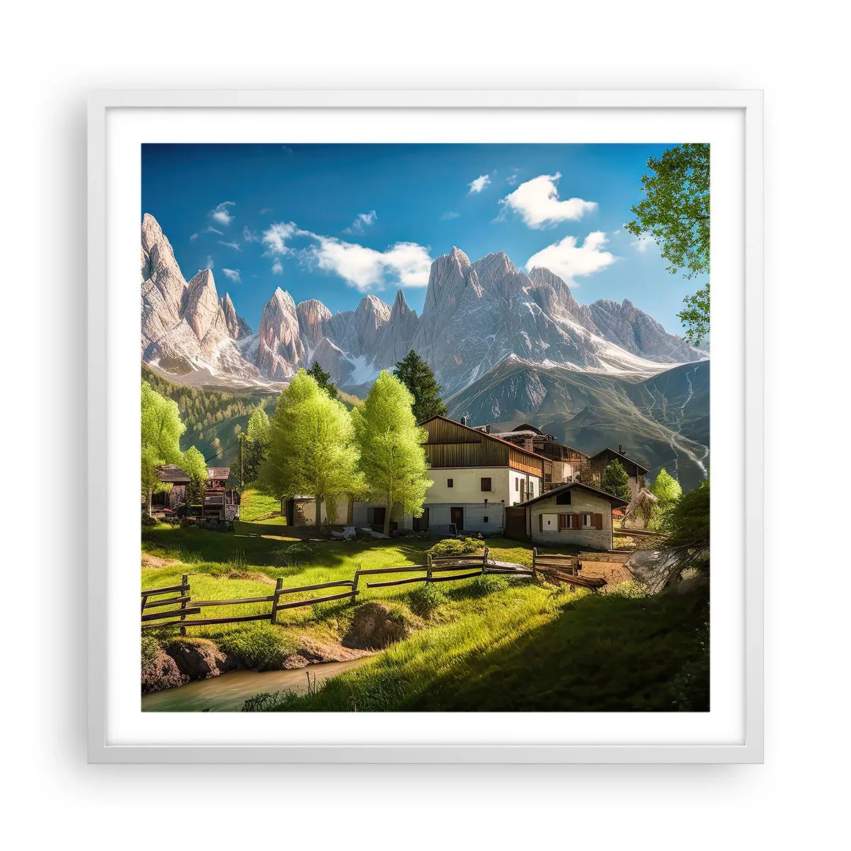 Poster in een witte lijst - Alpine idylle - 60x60 cm