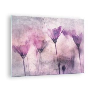 Schilderen op glas - Delicate bloemen in pasteltinten paars - 70x50cm - Een droom van bloemen - Moderne wanddecoratie voor woonkamer en slaapkamer ARTTOR