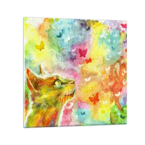 Schilderen op glas - Baju-baju in het kattenparadijs - 60x60 cm