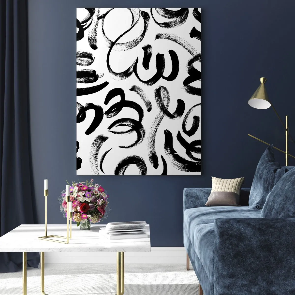 Schilderen op glas - Zwart op wit - 80x120 cm