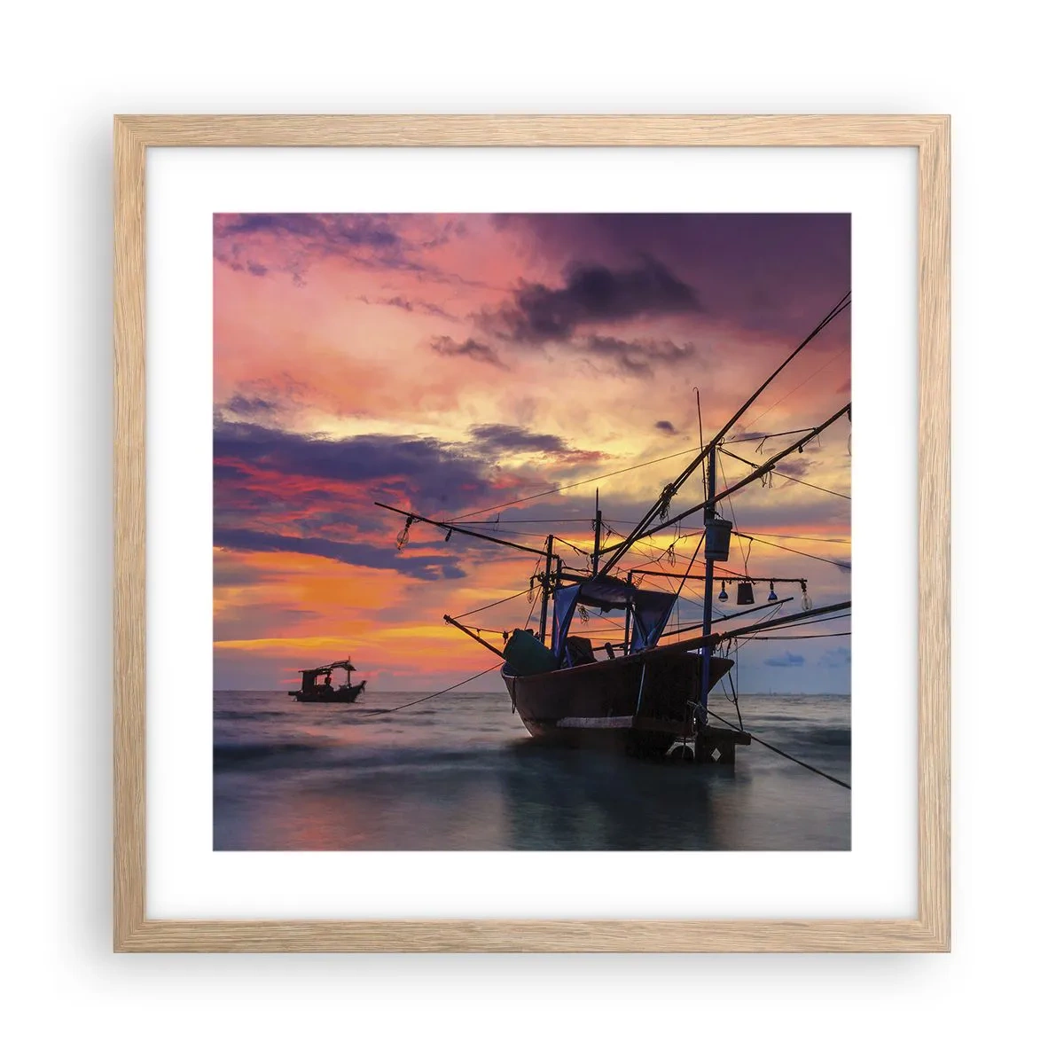 Een poster in een licht eiken lijst - Exotische avond - 40x40 cm