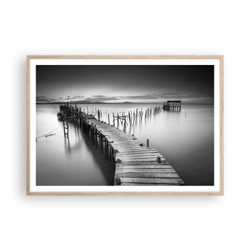Een poster in een licht eiken lijst - De rust van een vergeten kust - 100x70 cm