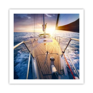 Poster - Lopend op de golven - 60x60 cm