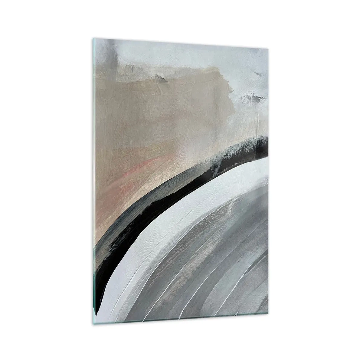 Schilderen op glas - Compositie: boog van zwart en grijs - 80x120 cm