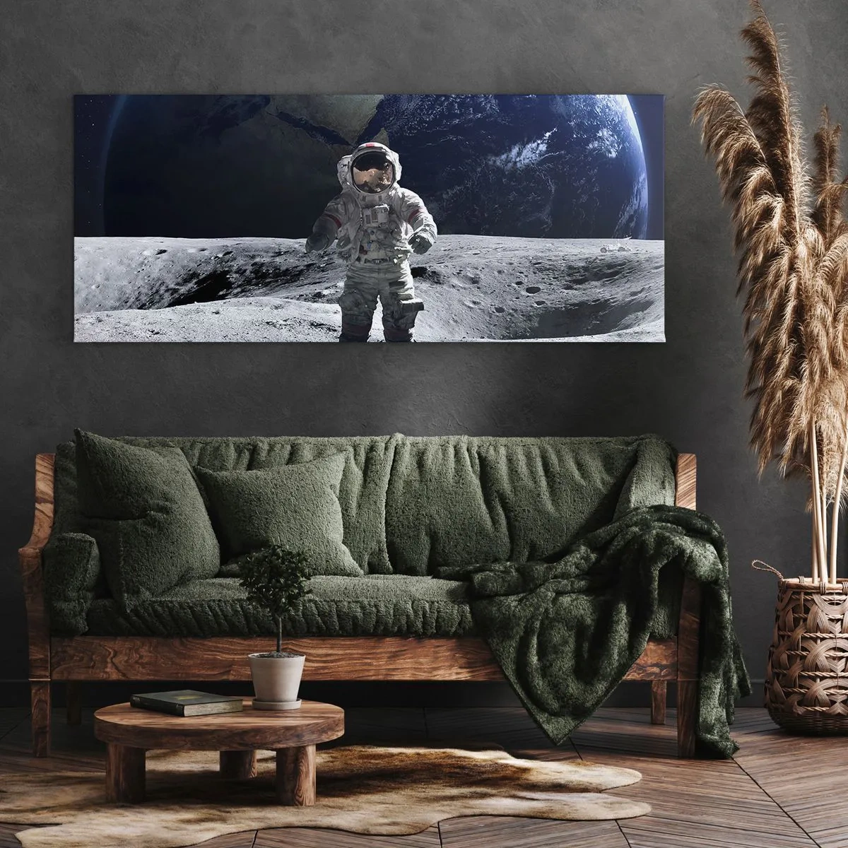 Schilderen op canvas - Groetjes van de maan - 100x40 cm